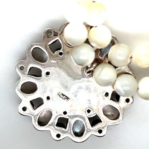 Stunning 925 Vintage Double Strand Flower Stones Necklace - Picture 7 of 9
